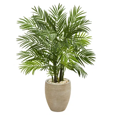 Homplanti 4' Areca Palm Artificial Tree In Sand Colored Planter