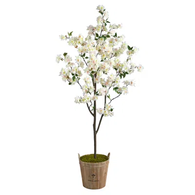 Homplanti 6' Cherry Blossom Tree In Farmhouse Planter