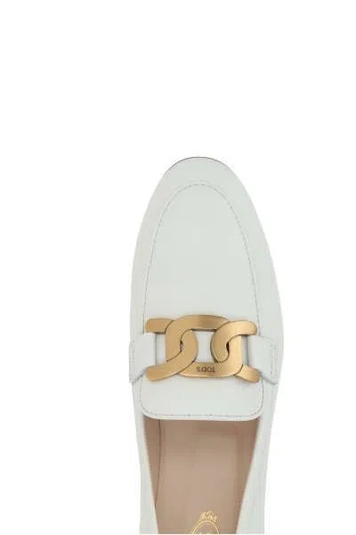 Tod's Kate Embellished Leather Loafers In White