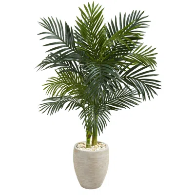 Homplanti 4.5' Golden Cane Palm Artificial Tree In Oval Planter