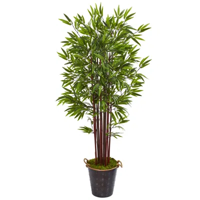 Homplanti 74" Bamboo Artificial Tree In Metal Planter