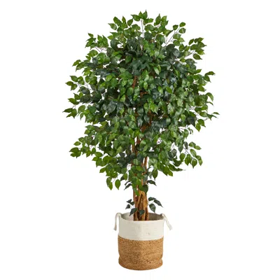 Homplanti 5.5' Palace Ficus Tree In Natural Jute And Cotton Planter