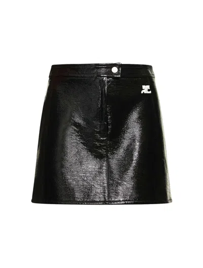 Courrèges Courreges Re Edition Faux Leather Mini Skirt In Black