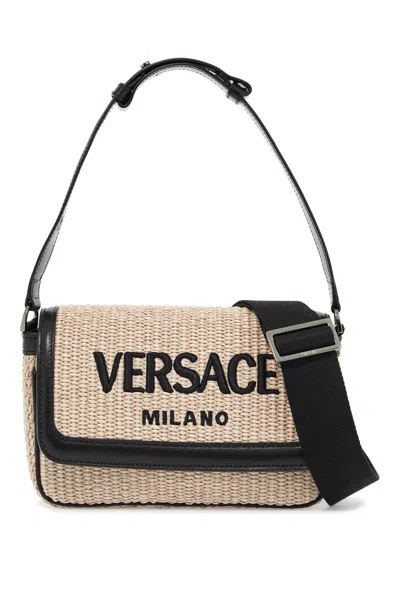 Versace Men's Milano Raffia Bag In Black