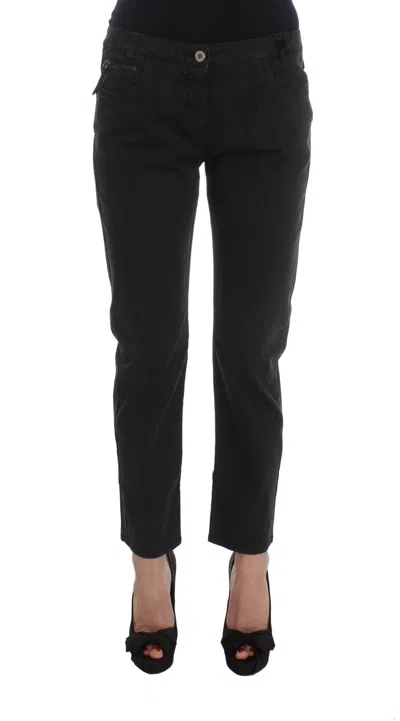 Costume National Black Cotton Capri Cropped Denim Jeans In Black