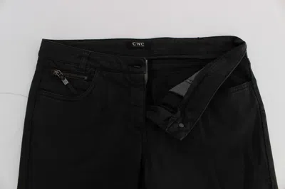 Costume National Black Cotton Capri Cropped Denim Jeans In Black