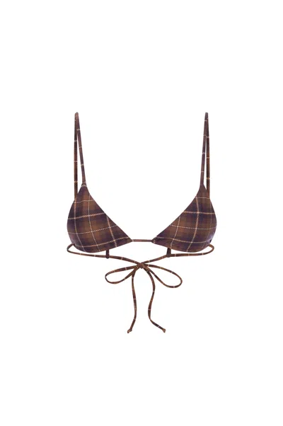 Ex24 Itty Bitty Bikini Top In Chocolate Plaid