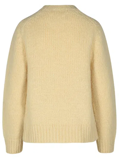 Shop Jil Sander Cream Mohair Blend Sweater