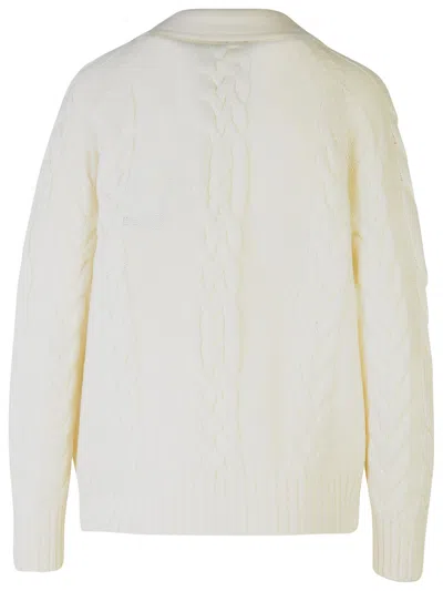 Shop Max Mara 'micio' White Wool Blend Cardigan