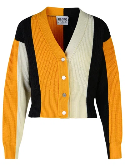 Moschino Jeans Wool And Viscose Blend Striped Cardigan