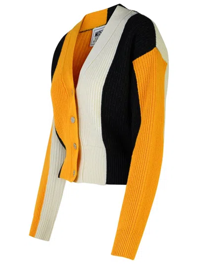 Moschino Jeans Wool And Viscose Blend Striped Cardigan