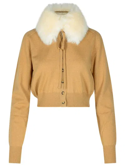 Shop Sportmax Beige Virgin Wool Cardigan