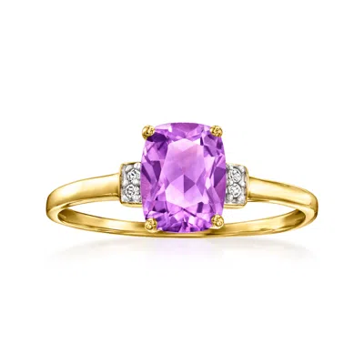 Canaria Fine Jewelry Canaria Amethyst Ring With White Topaz Accents In 10kt Yellow Gold In Yellow