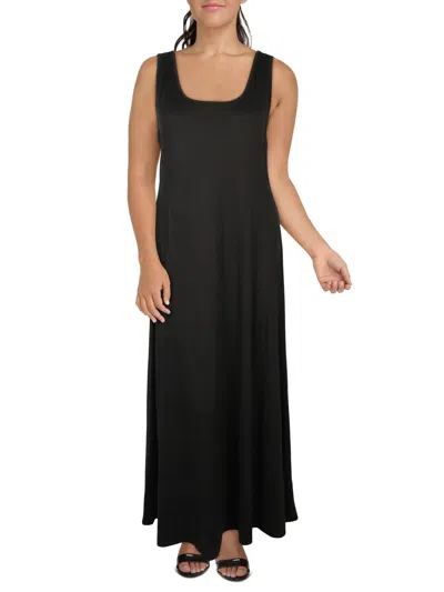 24seven Comfort Apparel Plus Womens Sleeveless Long Maxi Dress In Black