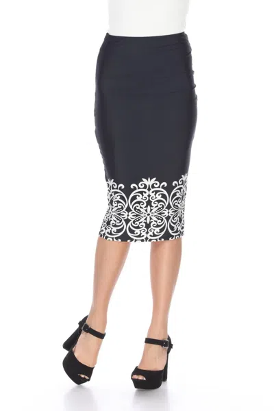 White Mark Cynthia Midi Pencil Skirt In Black White In Black