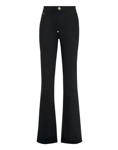 Philipp Plein Crystal-trimmed Flared Tuxedo Trousers In Multi