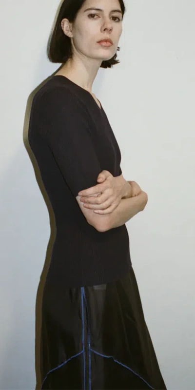 6397 Deconstructed Midi Skirt Black