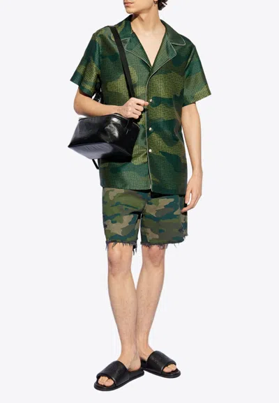 BALMAIN CAMOUFLAGE MONOGRAM SHORT-SLEEVED SHIRT 