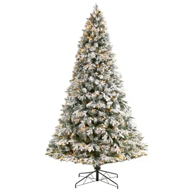 Homplanti 9' Flocked Vermont Mixed Pine Artificial Christmas Tree