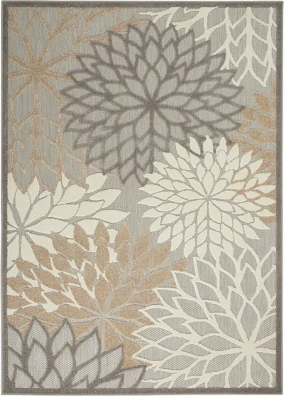Homezia 5' X 8' Gray And Ivory Indoor Outdoor Area Rug