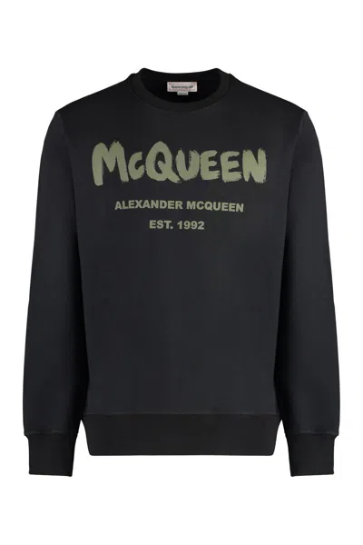 Shop Alexander Mcqueen Cotton Crew-neck Sweatshirt In Black