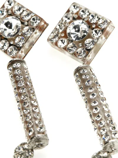 Shop Alessandra Rich Crystal Earrings In Silver