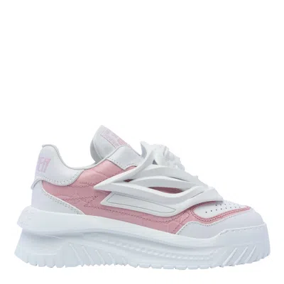 Shop Versace Sneakers In White+english Rose