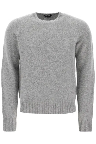 Shop Tom Ford Cashmere Crewneck Pullover In Grey