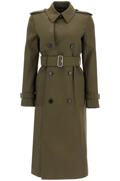 Shop Burberry Double-breasted Trench Coat With In Brown