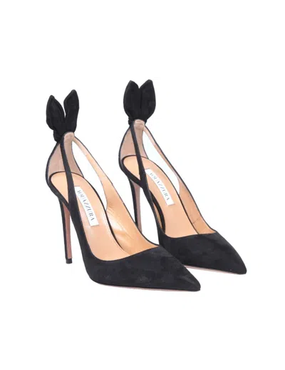 Shop Aquazzura Decolletè In Suede In Black