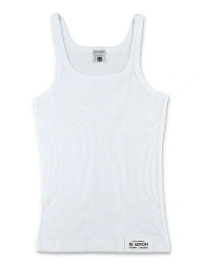 Dolce & Gabbana Men's Soft Raffia D&g Tank Top In White
