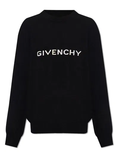 Givenchy Logo Wool Crewneck Jumper In Black