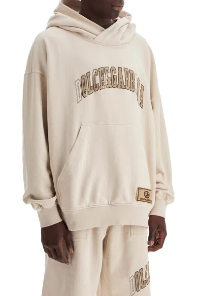 Shop Dolce & Gabbana Hooded Sweatshirt With Embroidered Logo