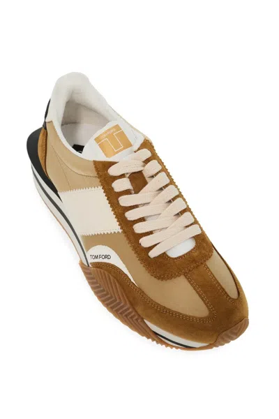 Shop Tom Ford Techno Canvas And Suede 'james' Sneakers