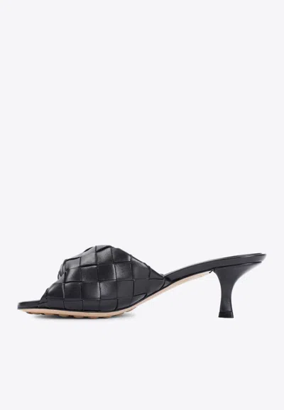 Bottega Veneta Interciato Woven Twist Mule Sandals In Black