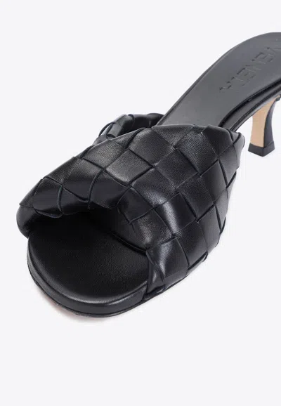 Bottega Veneta Interciato Woven Twist Mule Sandals In Black
