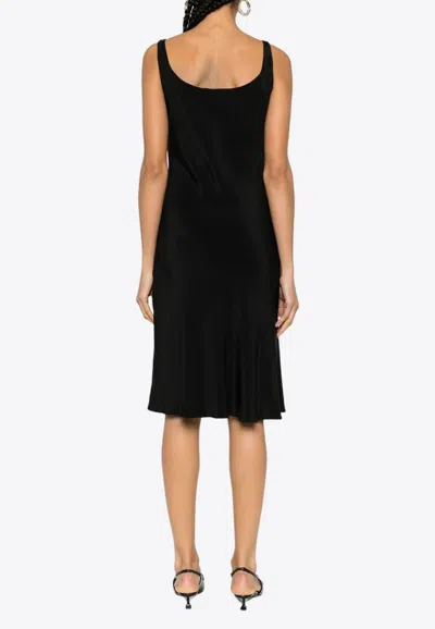Miu Miu Cady Logo-plaque Midi Dress In Black