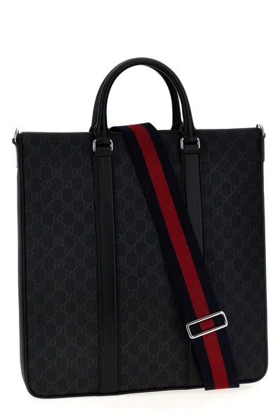 Gucci Black Gg Medium Shopper In Multicolor