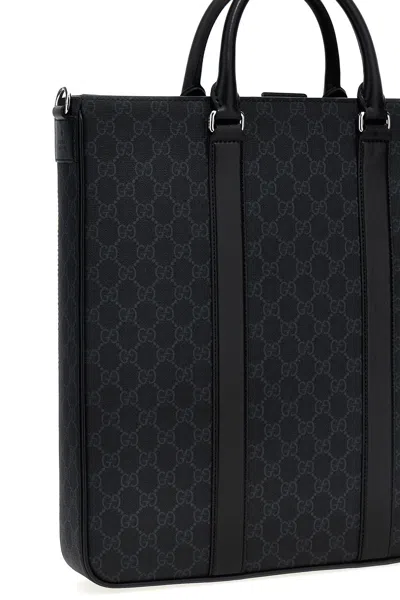 Gucci Black Gg Medium Shopper In Multicolor
