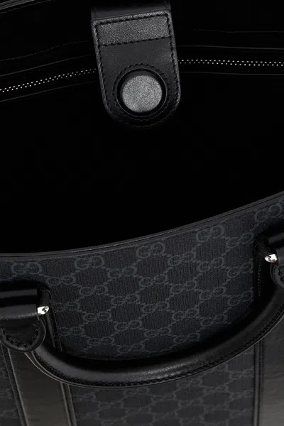 Gucci Black Gg Medium Shopper In Multicolor