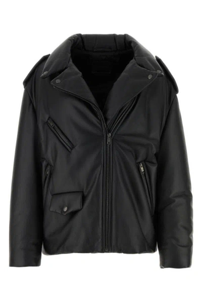 Prada Black Nappa Leather Padded Jacket In Black