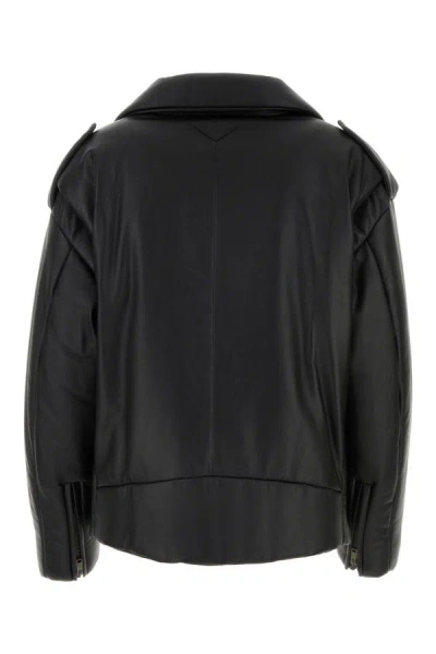 Prada Black Nappa Leather Padded Jacket In Black