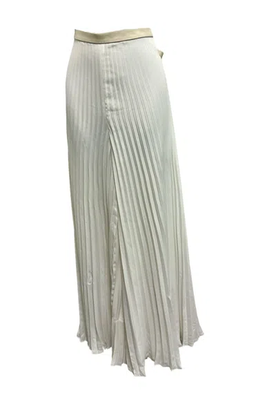 Polo Ralph Lauren Women's Pleated Wide Pant With Leather Waist In Cream In White