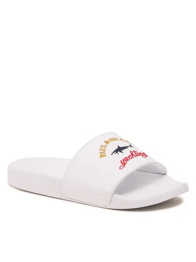 Shop Paul & Shark Ciabatta Logo Shoes In White