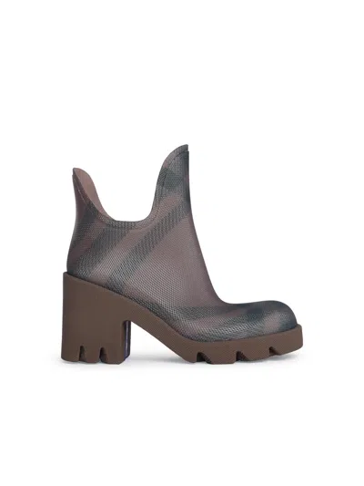Burberry 65mm Marsh Checked Rubber Boots In Cream
