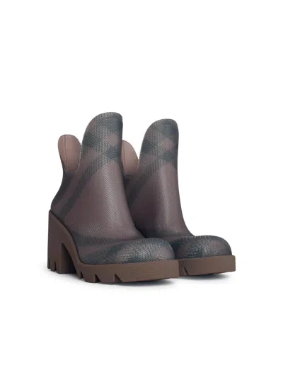 Burberry 65mm Marsh Checked Rubber Boots In Cream
