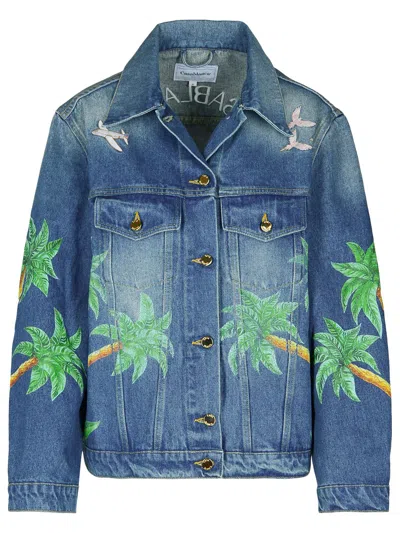 Casablanca Tennis Club Denim Jacket In Blue