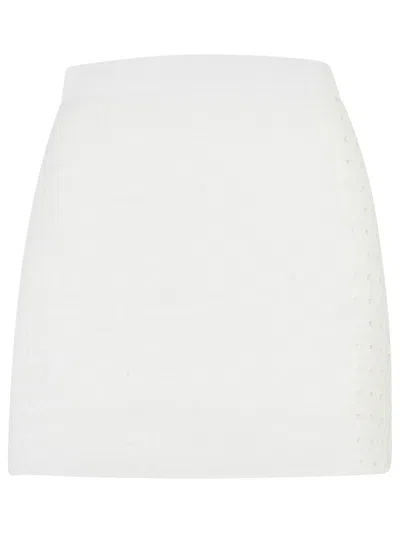 Casablanca High-waisted Textured Cotton Blend Miniskirt In White