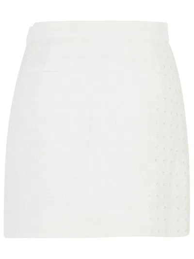 Casablanca High-waisted Textured Cotton Blend Miniskirt In White