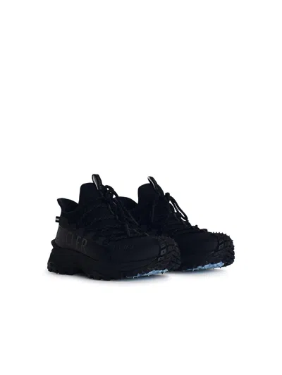 Moncler 'lite2' Black Tech Fabric Sneakers Men In Black